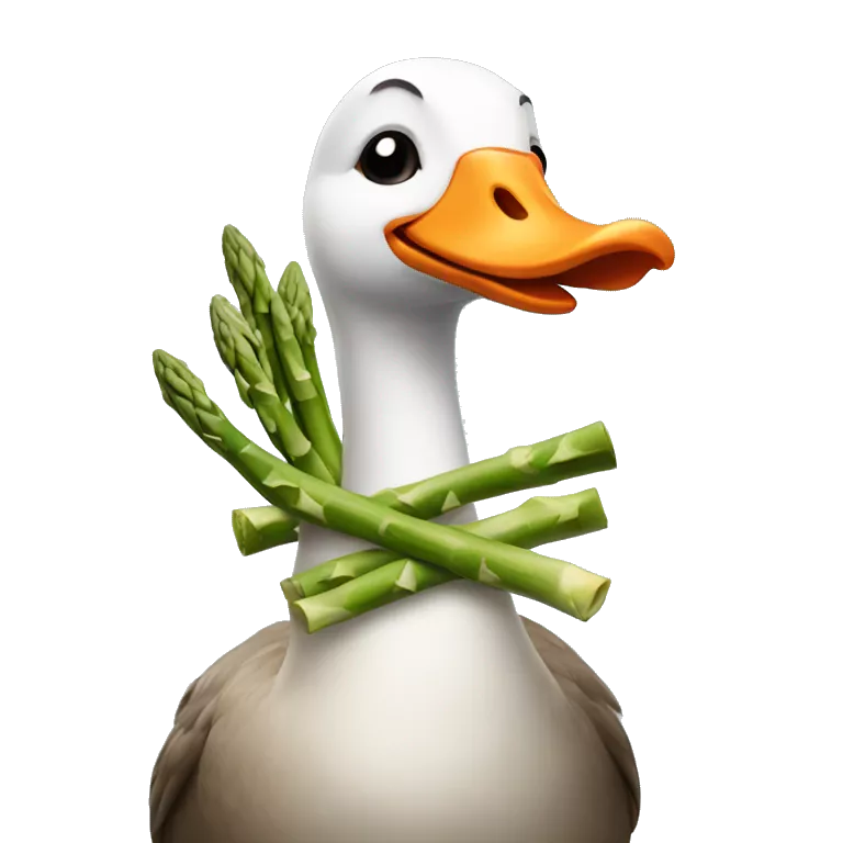 goose with an asparagus as head