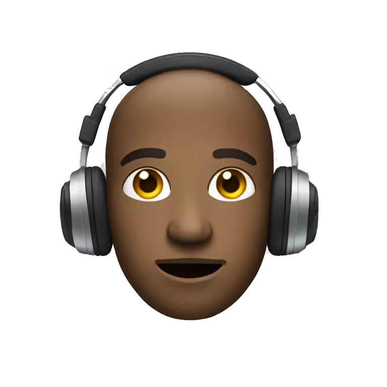 head emoji that listens to music with airmax headphone