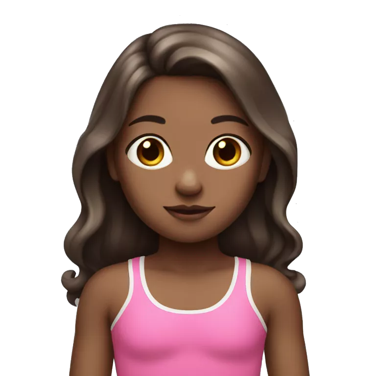 little white girl with pink swimming suit dark brown long hair swimming