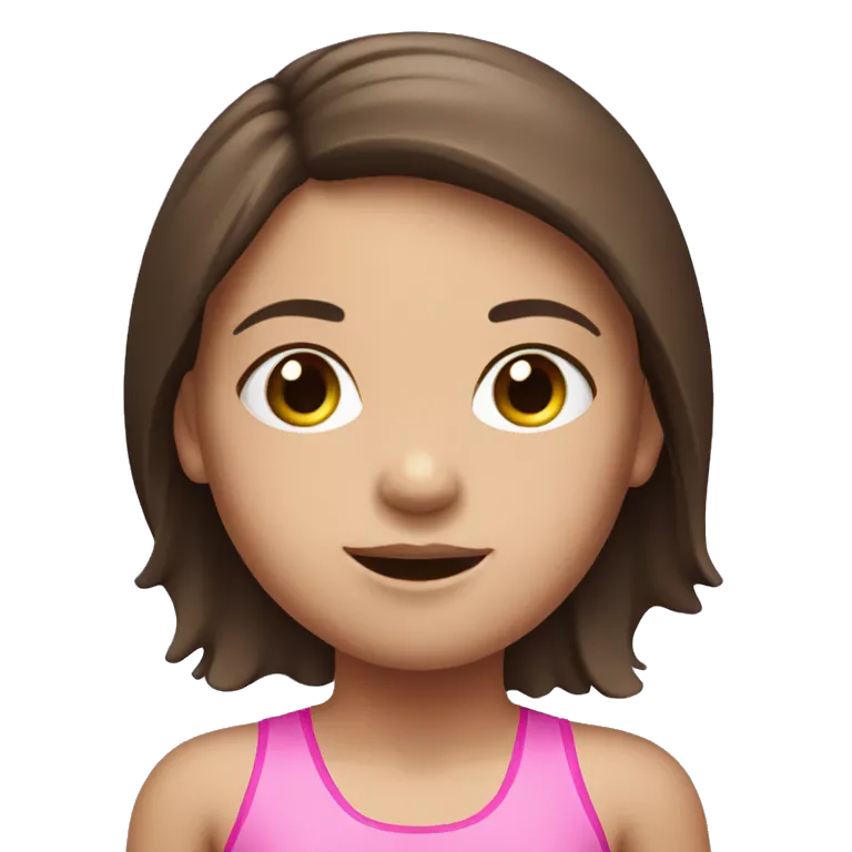 swimming little white girl with pink swimming suit dark brown long hair