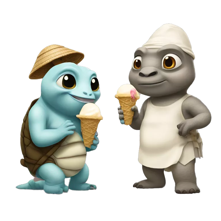 Master oogway and Kanye west eating ice cream