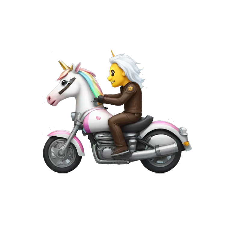A unicorn in a motocycle