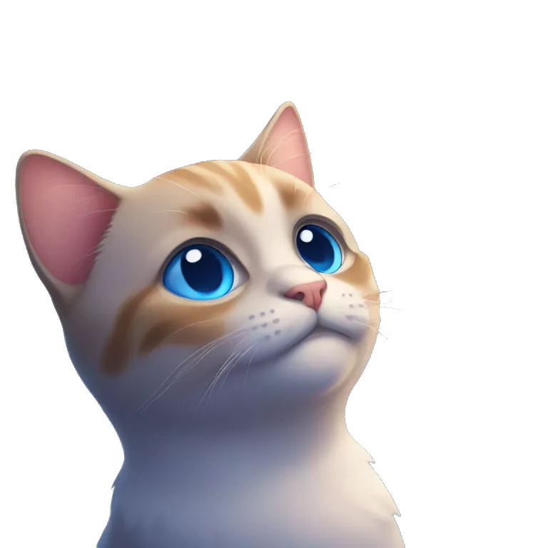 blue eyed cat staring up