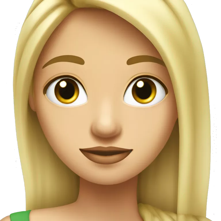 Chica con pelo largo ondulado rubio, ojos verdes, delgada, cara blanca