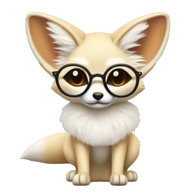 Fennec fox with white fur and circular glasses