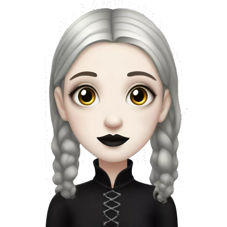 Goth girl, dressed in black, pale skin, trad goth makeup