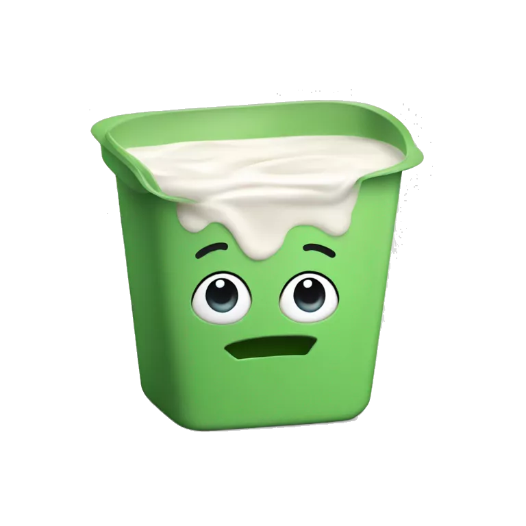 a green square yogurt pot with yogurt and oats inside
