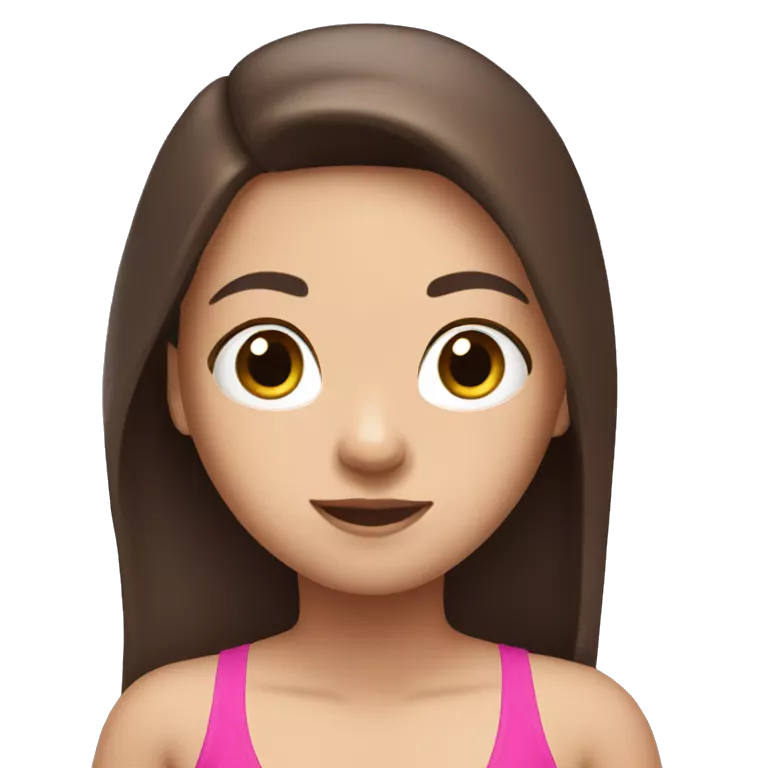 little white girl with pink swimming suit dark brown long hair swimming