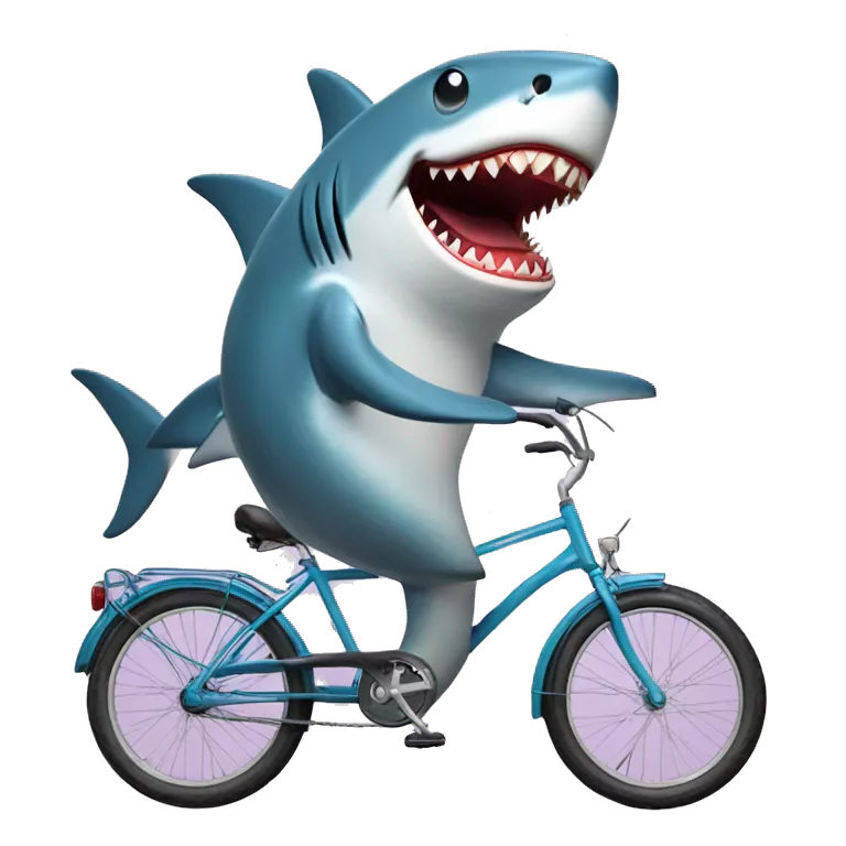 Shark on bycicle with icecream