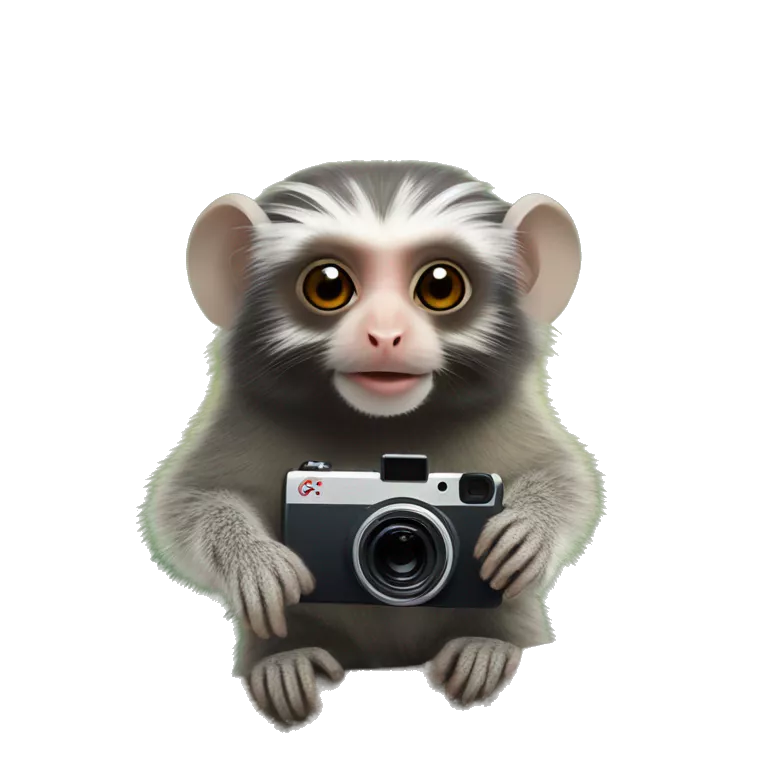 Common marmoset holding a GoPro
