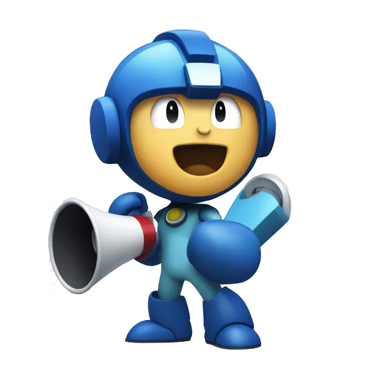 megaman holding a megaphone