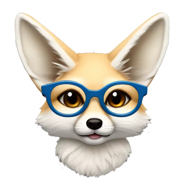 Fennec Fox white fur round glasses