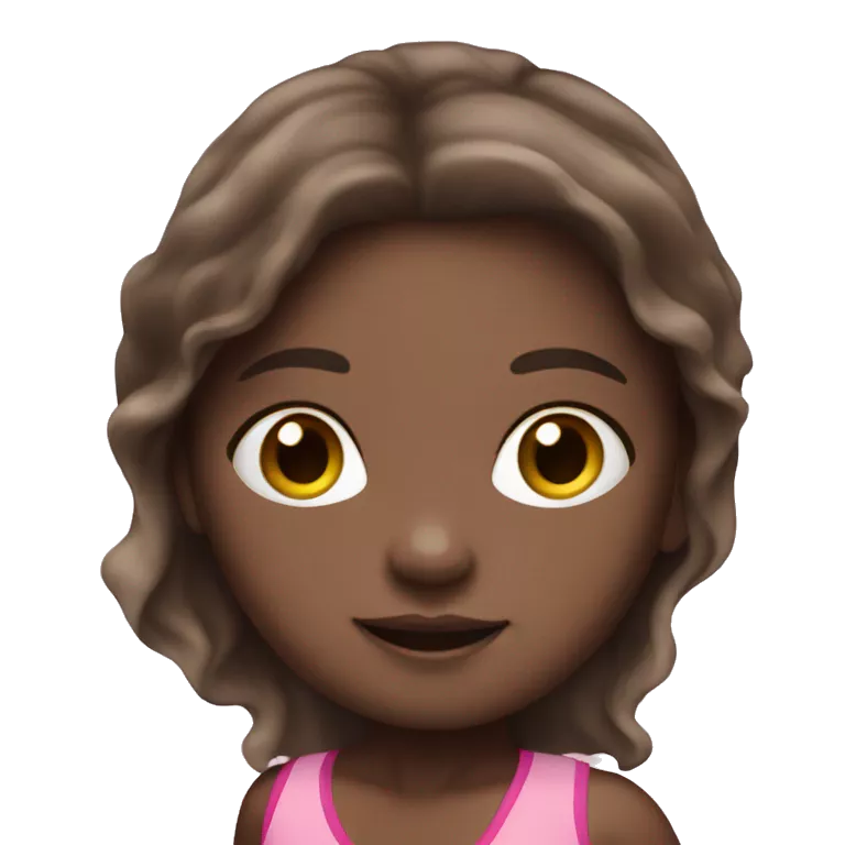 swimming little white girl with pink swimming suit dark brown long hair
