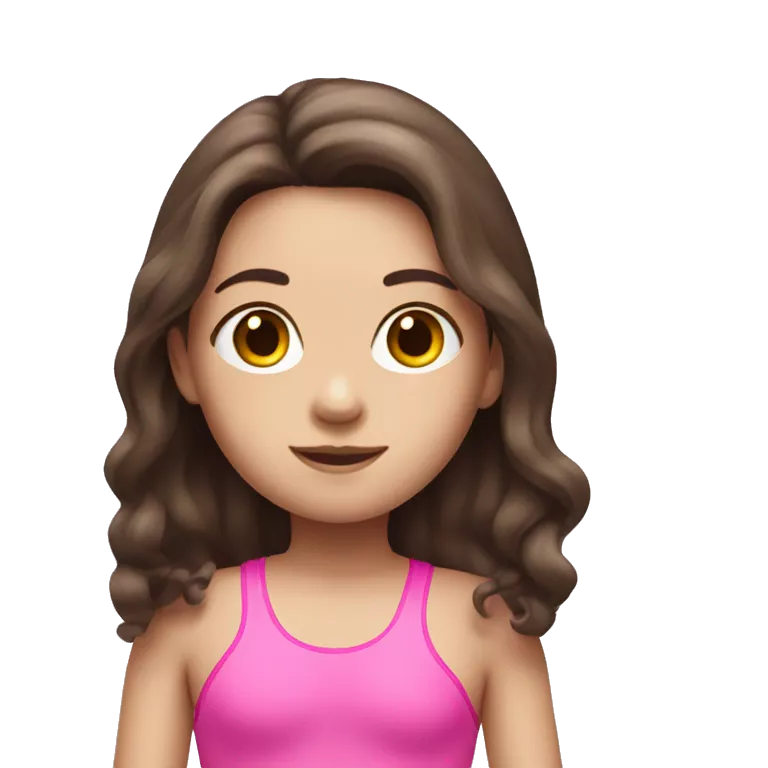 swimming little white girl with pink swimming suit dark brown long hair