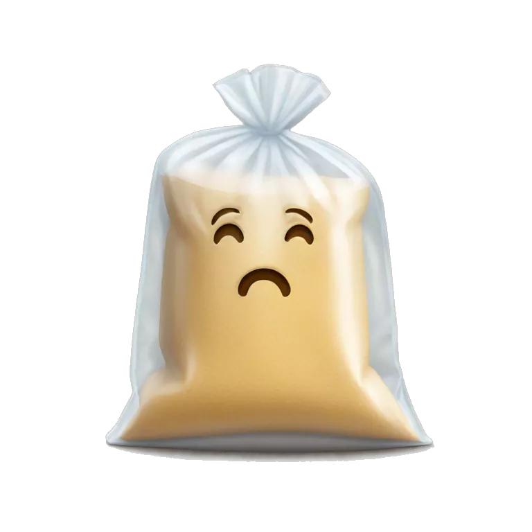 Clear bag filled with flour