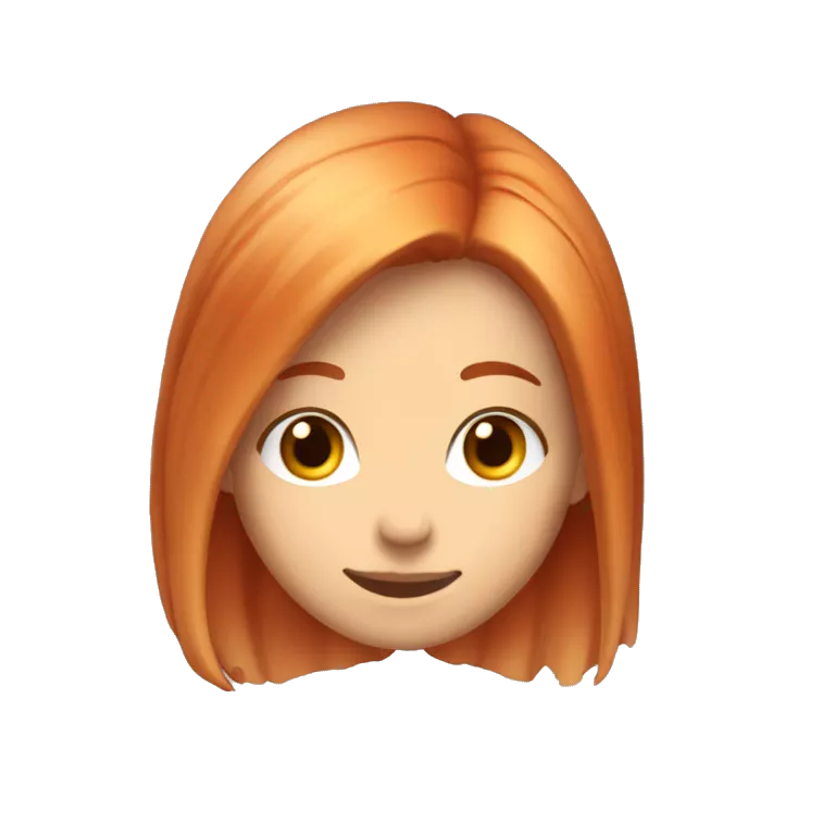 Faded dyed red hair kinda orange with blonde roots girl with long cute smile chin with chin dent smiling