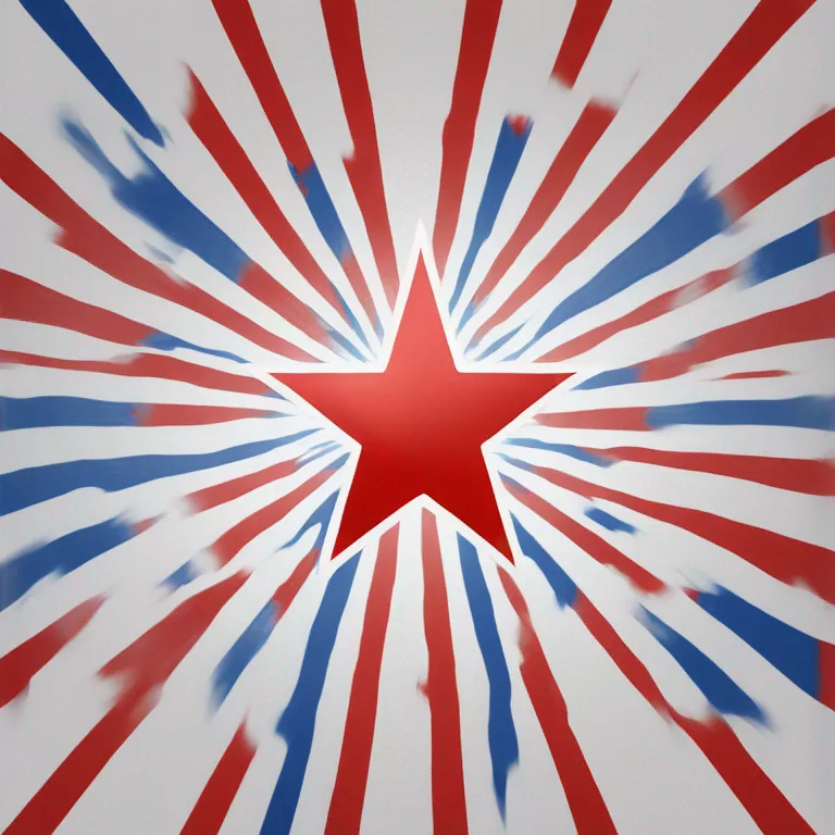 A rectangle flag that is blue on the top half and red on the bottom half.  A white star is in the center of the flag.  A white outline of a 12-star burst is outside the star.