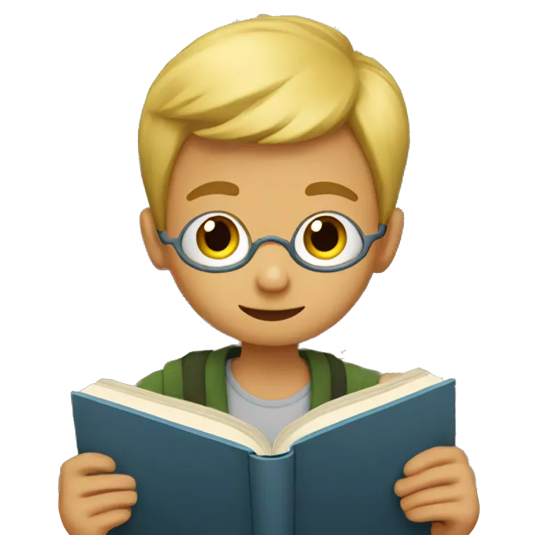 a boy reading a book