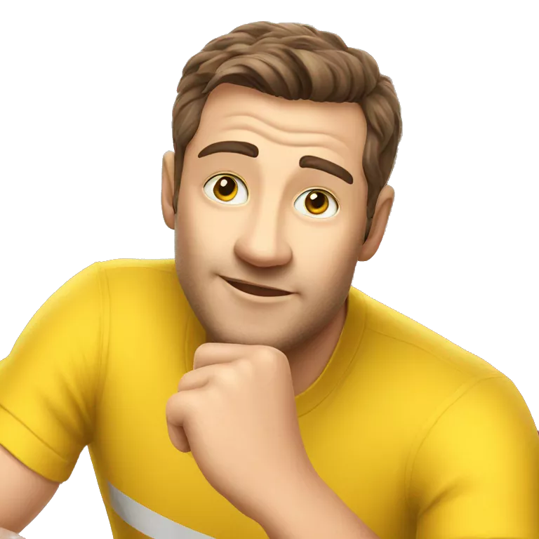 confident man in yellow shirt
