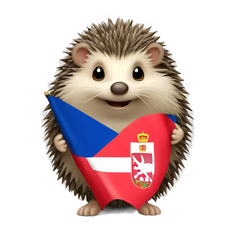 hedgehog with flag of serbia