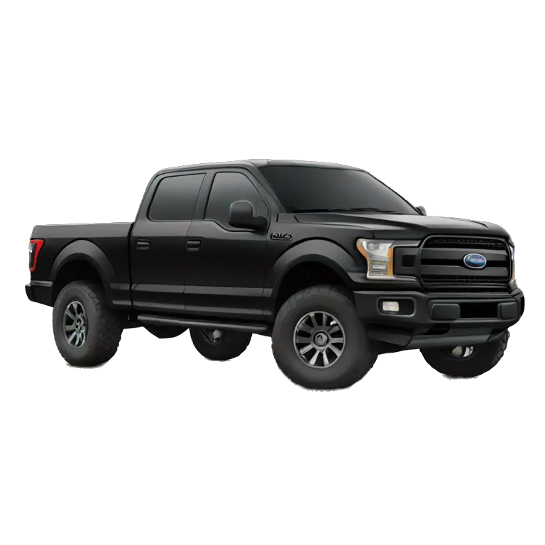 lifted black ford truck with boulder in the back