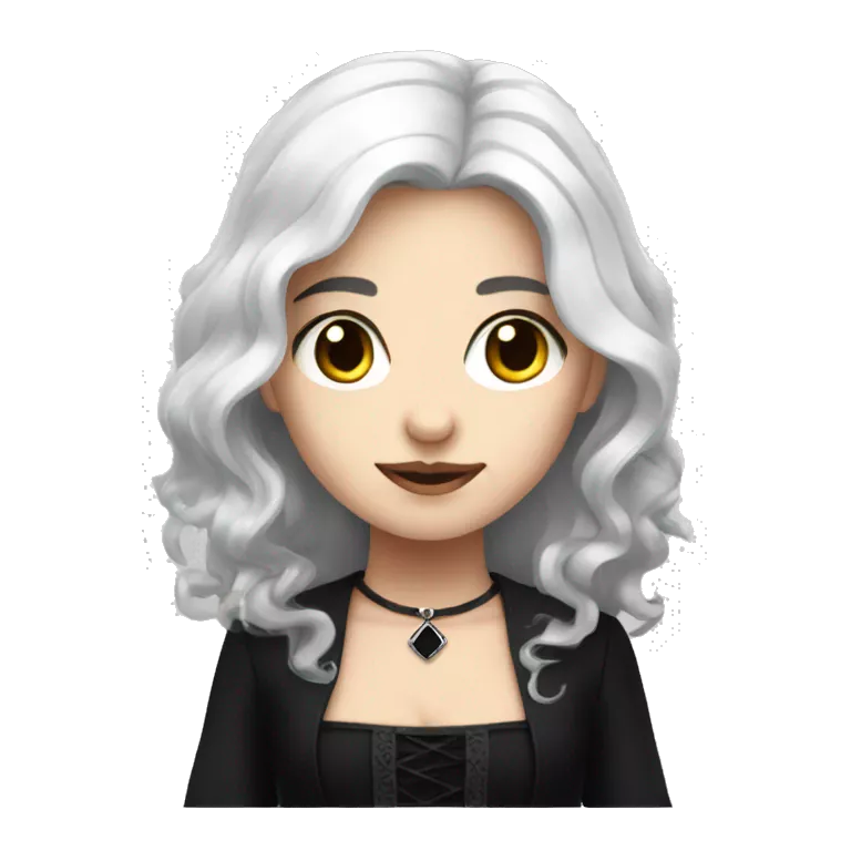 white hair girl with black gothic dress