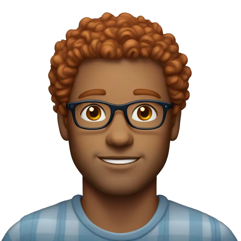 35 years old, male, red hair, curly hair, glasses, blue eyes, light complexion, no beard or mustache
