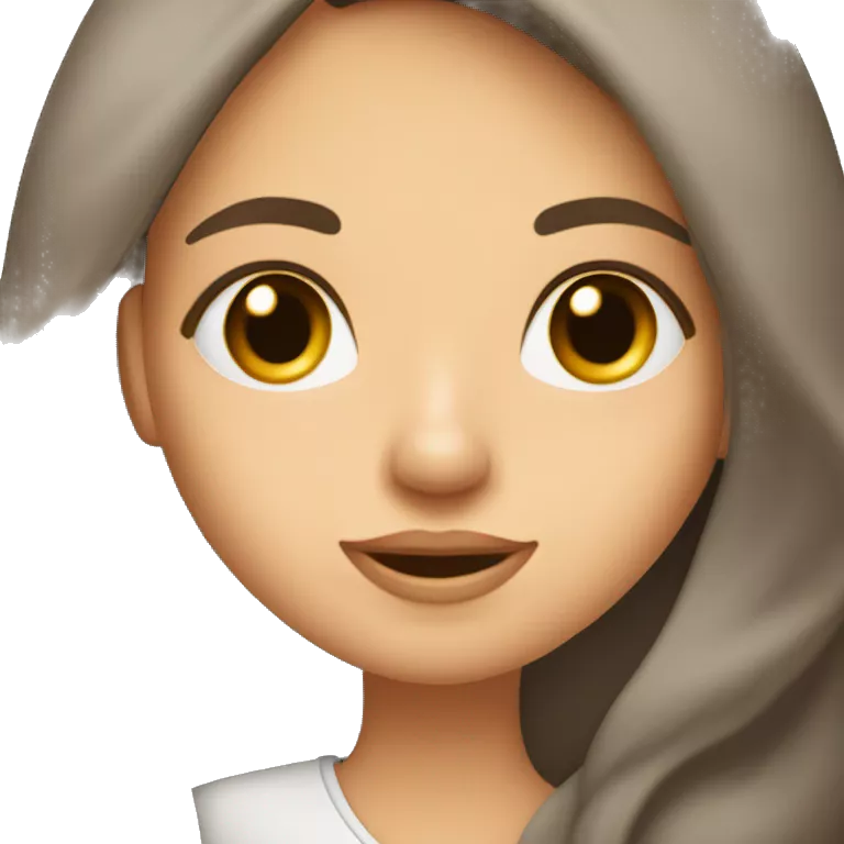 mujer blanca de ojos color almendra y cabello largo color marron oscuro. Ella tiene un lunar en la mejilla izquierda.con laptop en mano