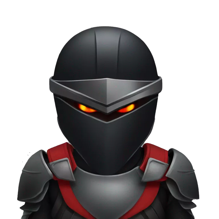 Black armor and black bird helmet like falcon with red eyes