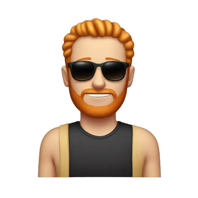 ginger man with little facial hear and sunglasses, should have little hair.should be middle aged