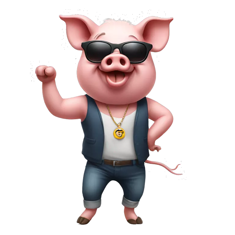 Pig wearing sunglasses and dancing