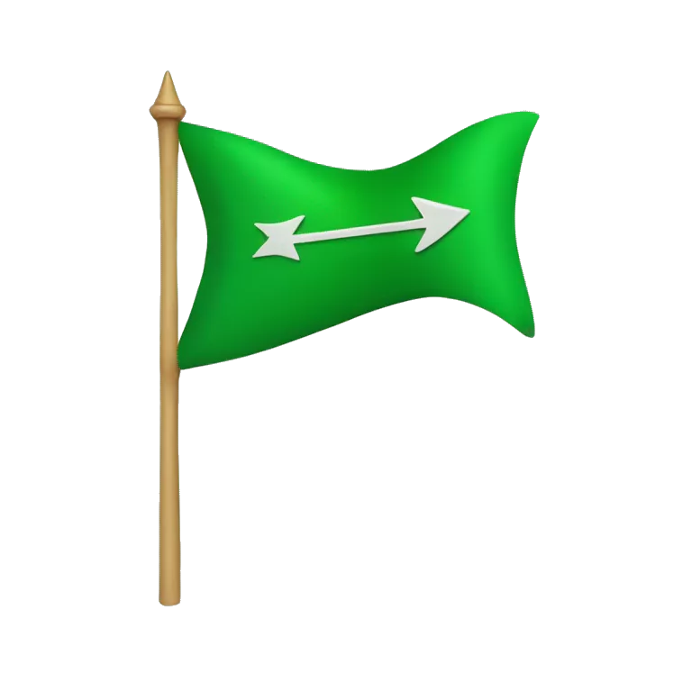 Green flag with three arrows and 12 arrows