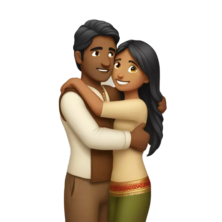 Indian female hugging Indian male