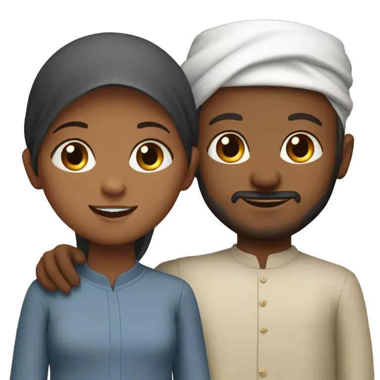 Muslim family with one 3 year old girl and one 1 year old boy