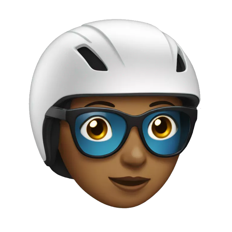 A woman wearing a race bike helmet and race glasses.