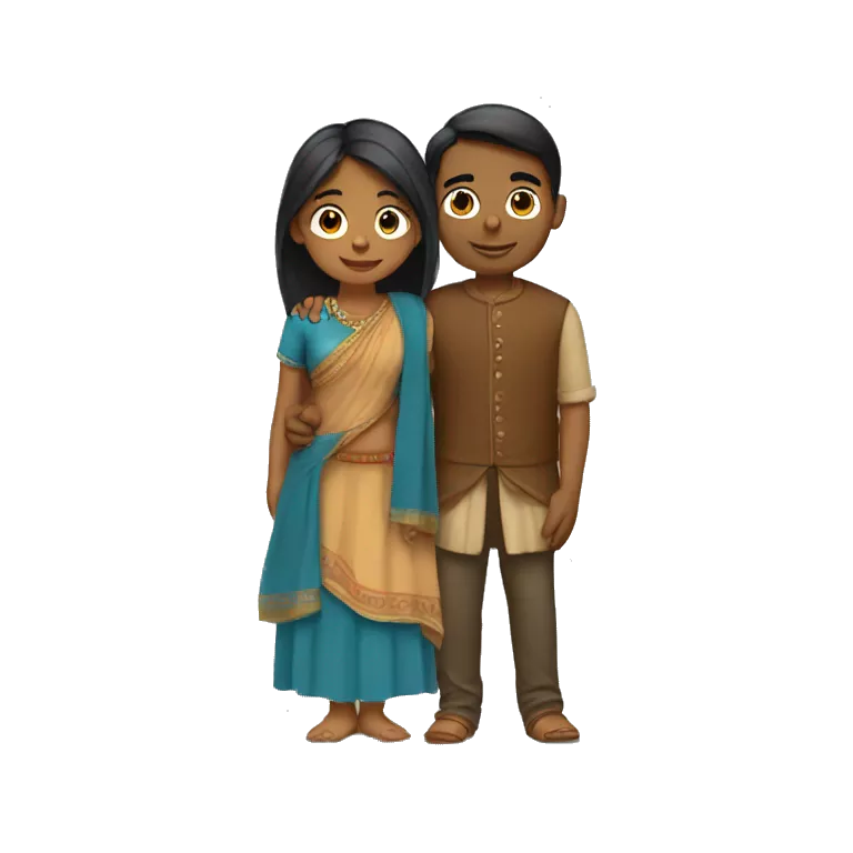 Indian female hugging Indian male modern clothing