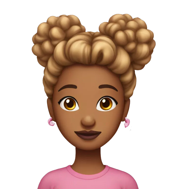 Pretty caramel skin with curly messy bun and pink lips
