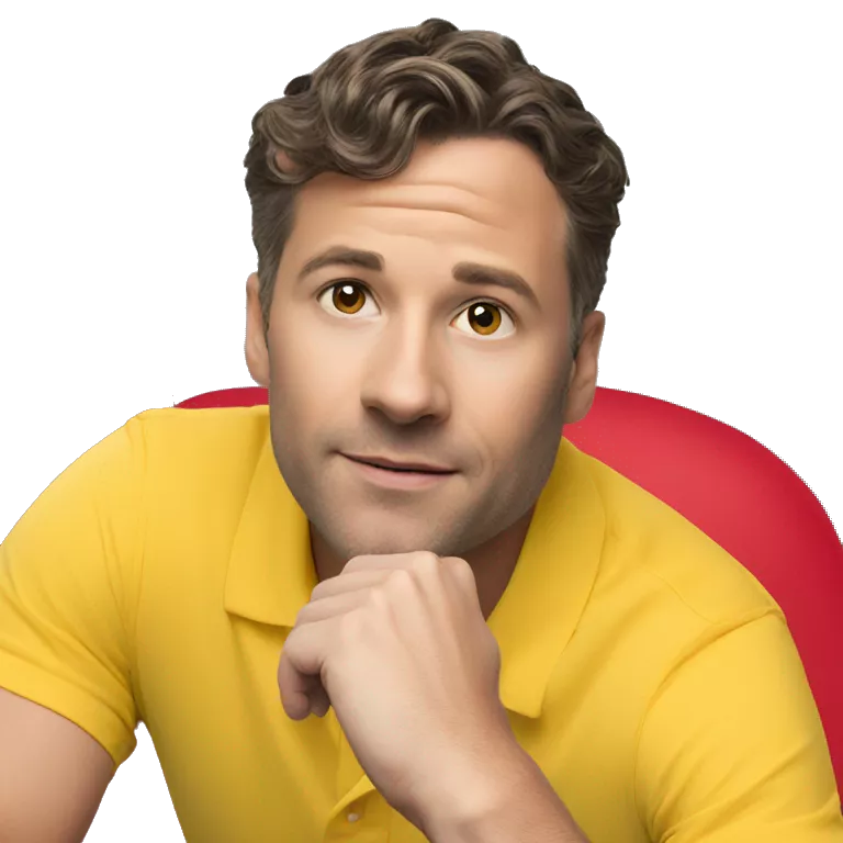 confident man in yellow shirt