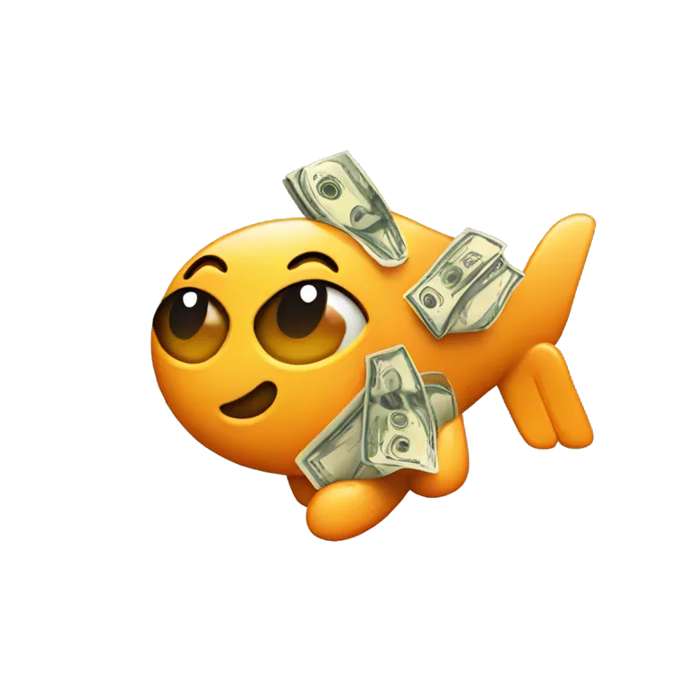 cash flying emoji that looks like a business logo for a company called cheddar