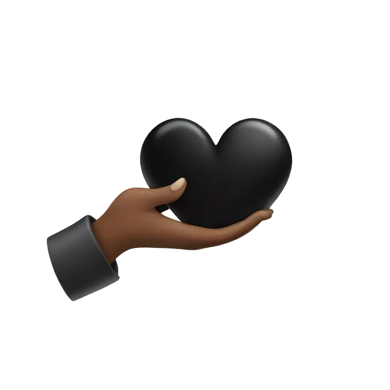 Heart hands with black heart