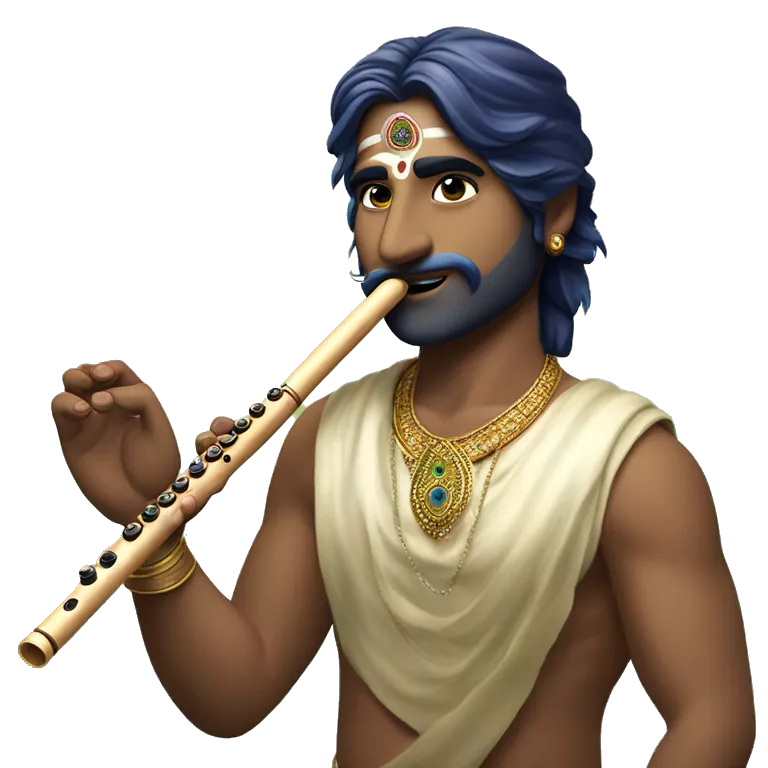 Write a emoji of indian bansuri, put the peacock feather in the end of flute (like shree Krishna's flute)