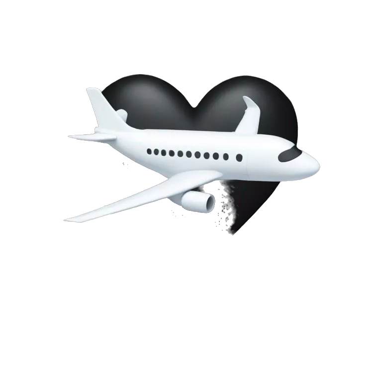 Dot dot dot small aeroplane n small black heart