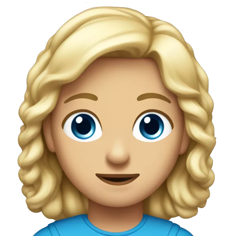 Rubia con pelo un poco ondulado y largo sin flequillo y con ojos azules
