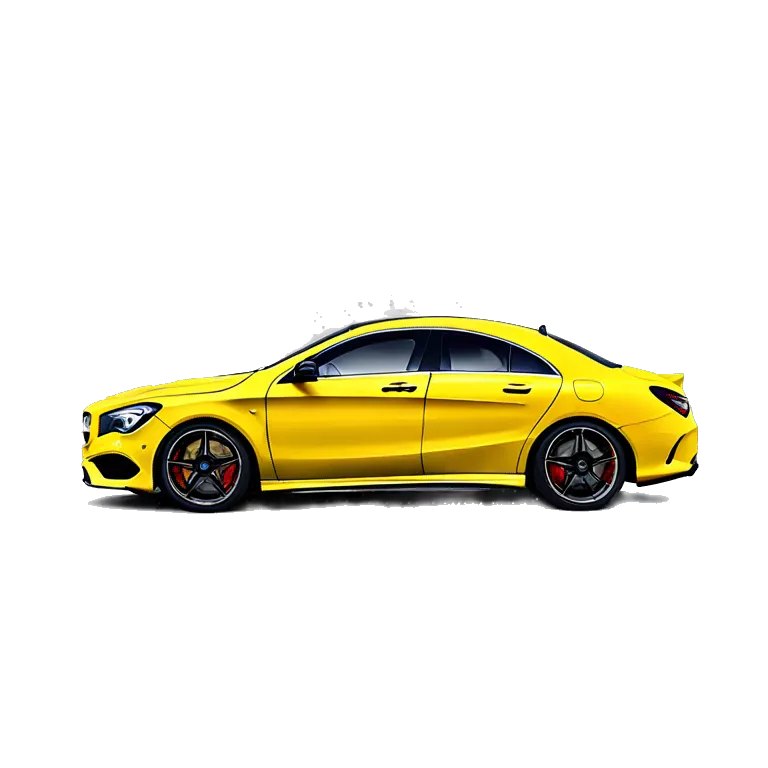 Yellow Mercedes Benz cla amg 2018 side
