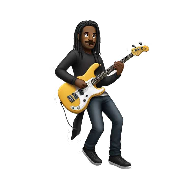 A bassist playing a gig in front of thousands people