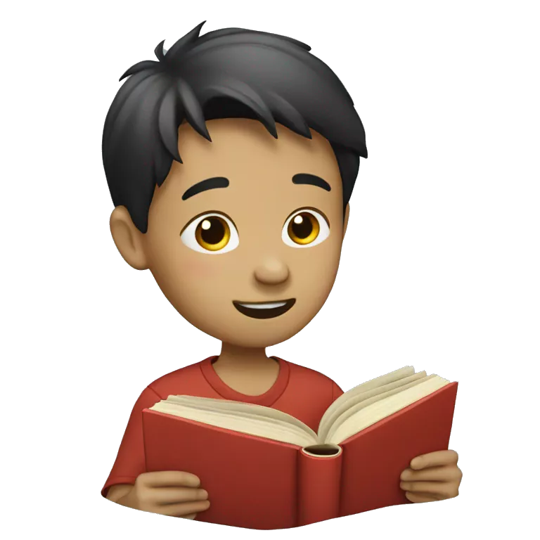 Chinese boy reading book