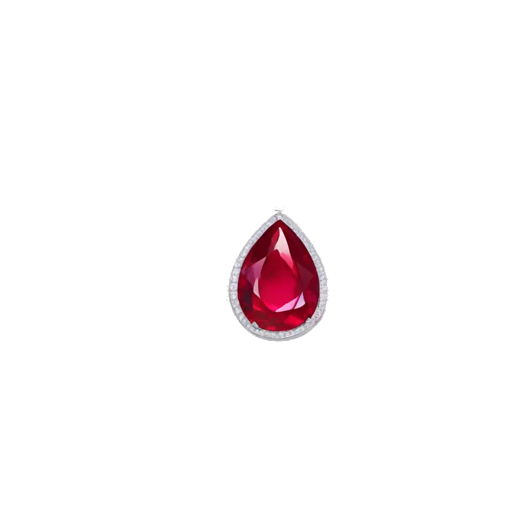 big ruby on a necklace tear closeup chain laid big emoji necklace moving silver chain inside water