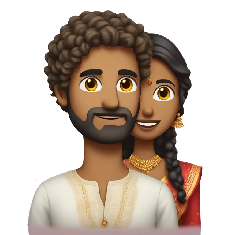 indian girl with curly hair marrying indian guy with straight hair and beard