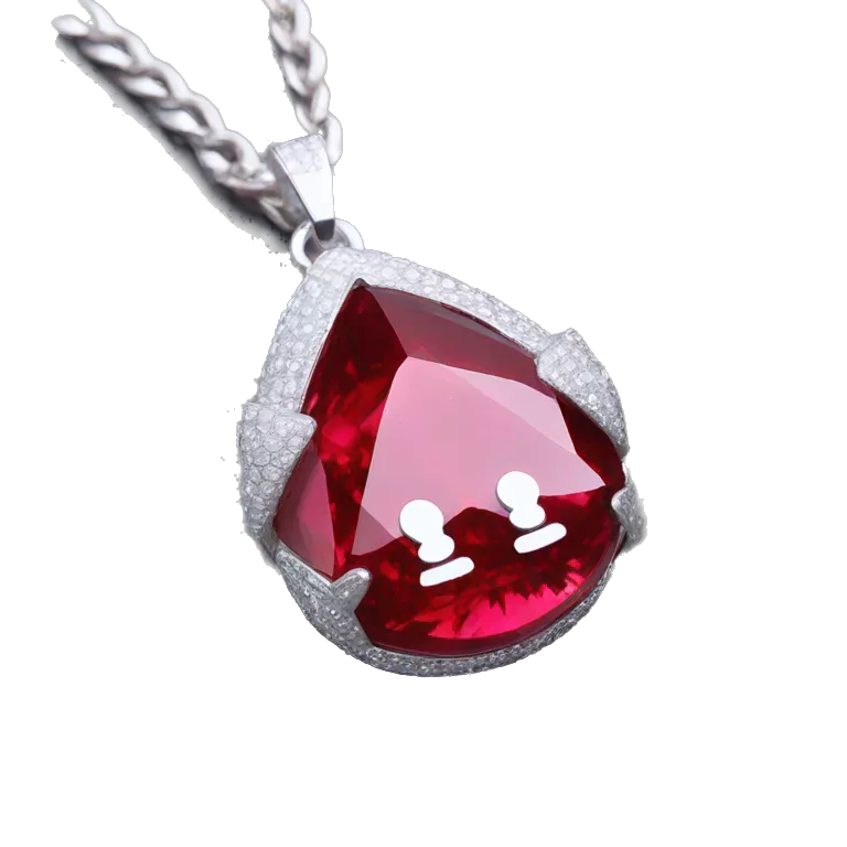 big ruby on a necklace tear closeup chain laid big emoji necklace moving silver chain