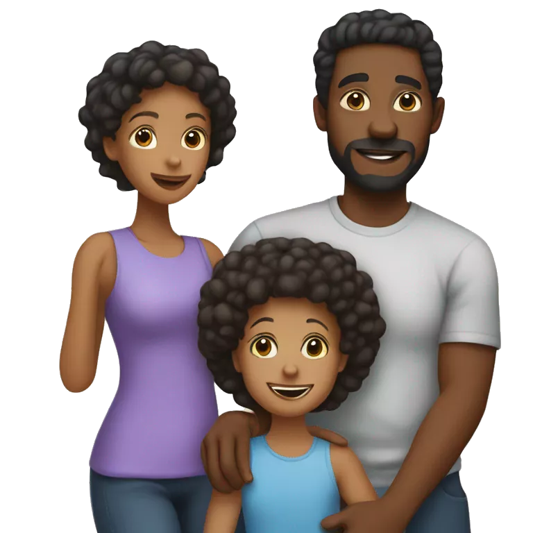 a loving black family black dad, mixed race mom, 1 son, 1 daughter, and 1 young son